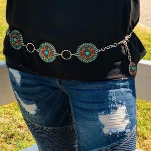 - Nocona Concho Silver Chain Belt